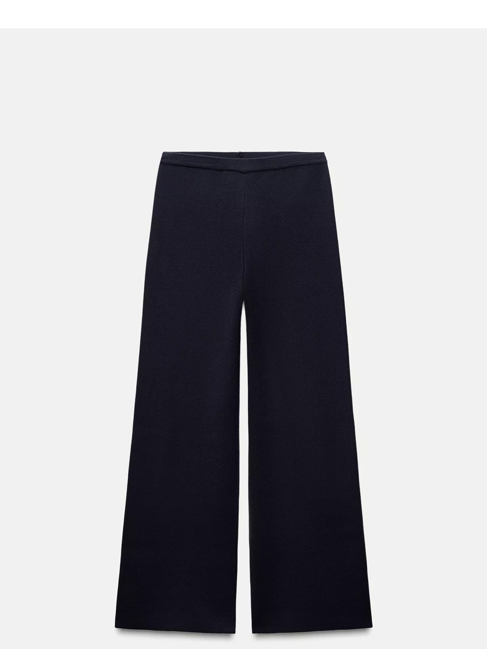 Zara Wide-Leg Knit Pants in Deep Navy